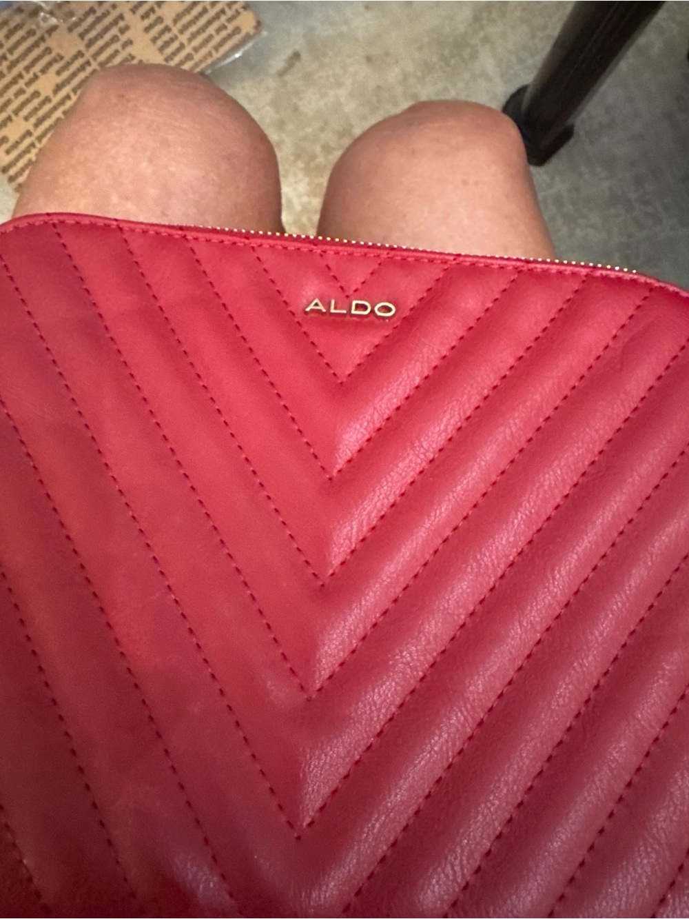 ALDO Red Quilted Chevron bag
